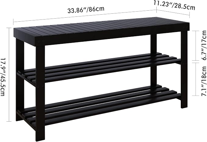 SMIBUY Bamboo Shoe Rack Bench, 3-Tier Shoe Organizer Storage Shelf - Image 3