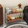 Slim Storage Cart with Wheels, 2 Tier Rolling Cart with Solid Wood Open Shelf by Unknown