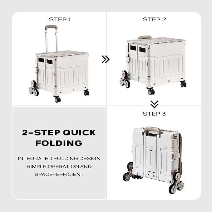 Utility Cart Teacher Cart with Stair Climbing Wheels Foldable Shopping Cart - Image 8