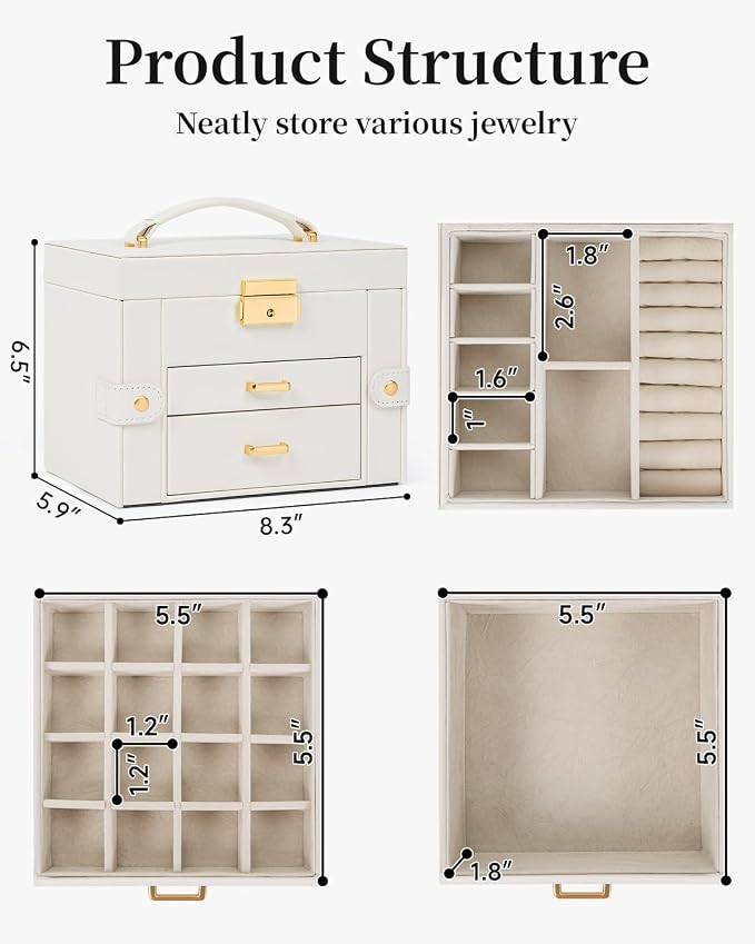 TORIBIO Jewelry Box for Women, Leather Jewelry Organizer - Image 2