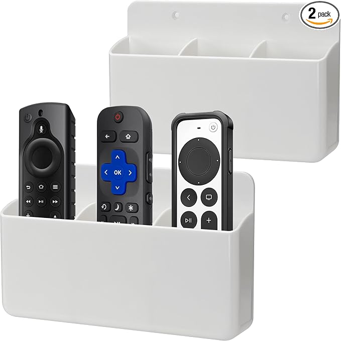 2 Packs Remote Control Holder 3 Slot Wall TV Remote Holder Self Adhesive Marker by kulusion