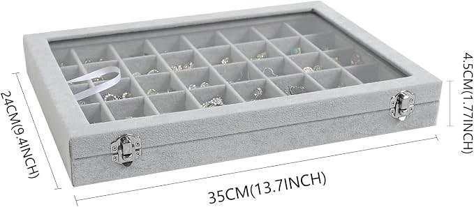 Wudygirl Jewelry Organizer Velvet Jewelry Box 40 Grid Earring Holder Organizer - Image 7