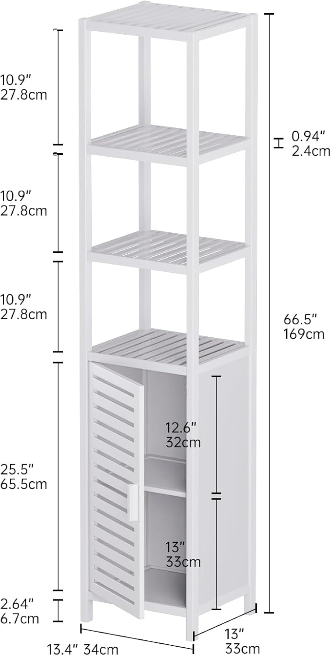 HITNET Bathroom Tall Cabinet, Floor Standing Bamboo Storage Cabinet - Image 3