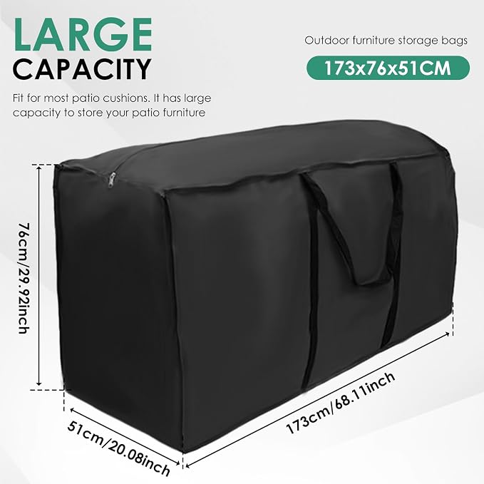 2 Pack Patio Furniture Storage Bag Extra Large Protective Cushion Cover - Image 2