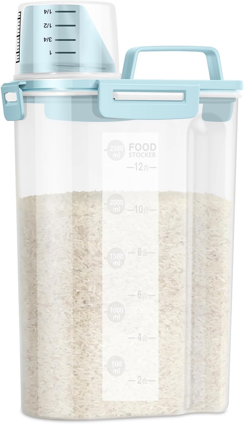 LEAWALK Airtight Rice Container 3-5Lbs, 3Qt Flour Storage Bin BPA
