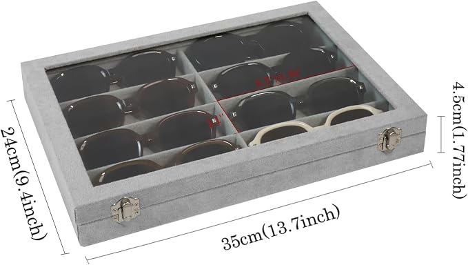 Wudygirl Jewelry organizer Sunglass Organizer 8 Slot Velvet Jewelry Tray - Image 6