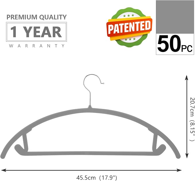 MIZGI Premium Velvet Hangers 50 Pack Heavyduty- Non Slip No Shoulder Bump Suit - Image 2