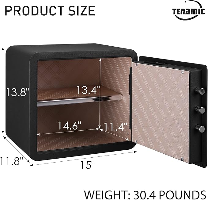 Tenamic Biometric Fingerprint Safe Box 1.41 Cuft Security Box - Image 2