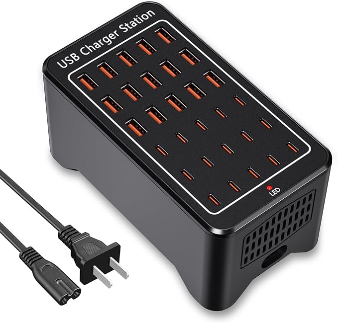 USB C Charging Station, 150W 30 Ports USB C Charger【15USB-C + 15USB-A】 by HONGYEE-NH