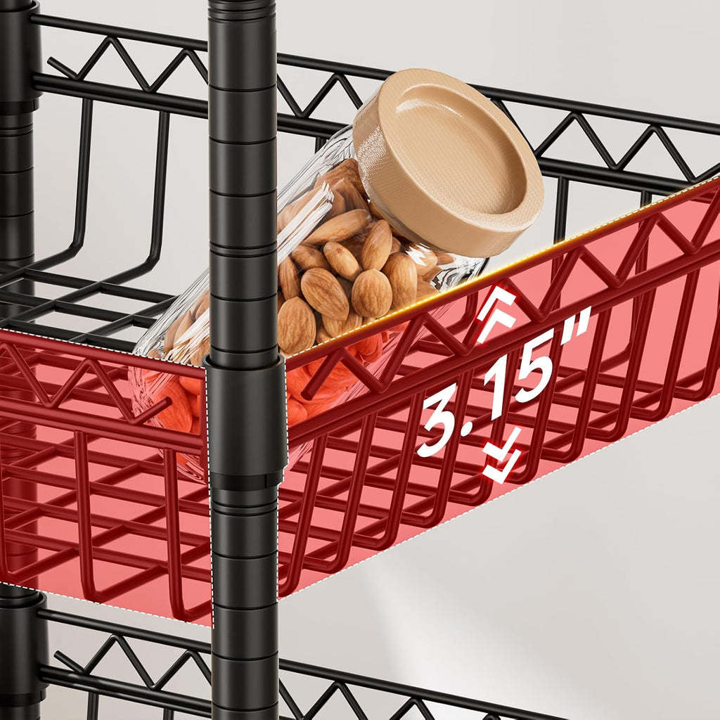 Basket Shelves Closet Rack with Wheels Metal Pantry Wire Shelf Unit