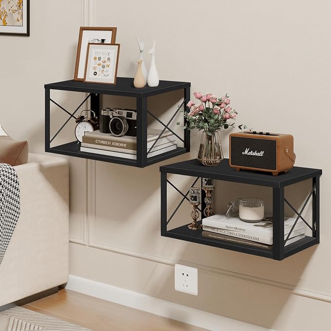 Homode Floating Nightstand, 2 Tier Wall Mounted Nightstand - Image 6