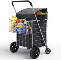 Shopping Cart w/Waterproof Basket Liner & 360° Swivel Wheels | Foldable by OurModernSpace