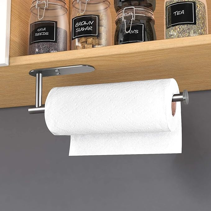 HUFEEOH Adhesive Paper Towel Holder Under Cabinet Wall Mount - Image 4