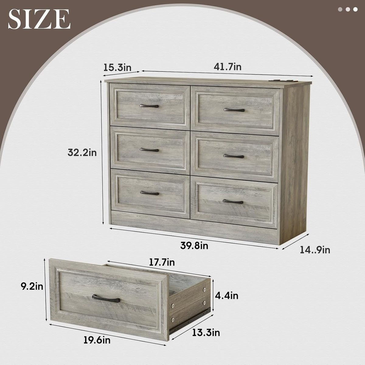 Fameill Dresser for Bedroom, 6 Drawer Wide Dresser Organizer with