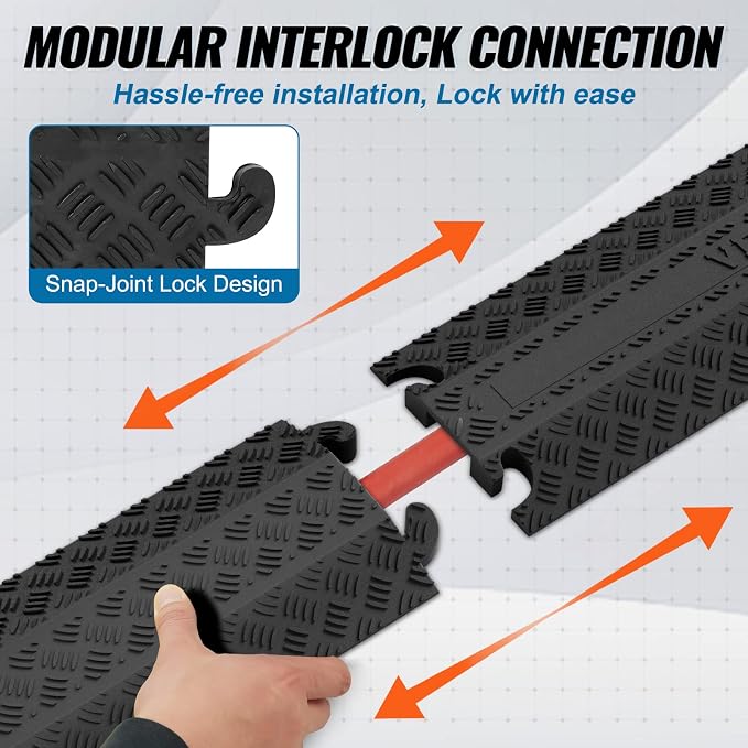 VEVOR 3 PCs Drop Over Cable Cover Ramp, 000 lbs/axle Load Capacity, Heavy Duty - Image 6