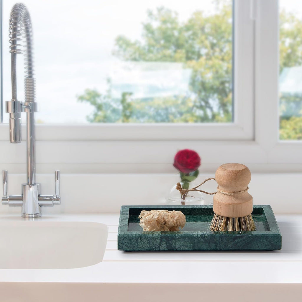 Natural Small Marble Vanity Tray, Luxury Stone Organizer for Bathroom