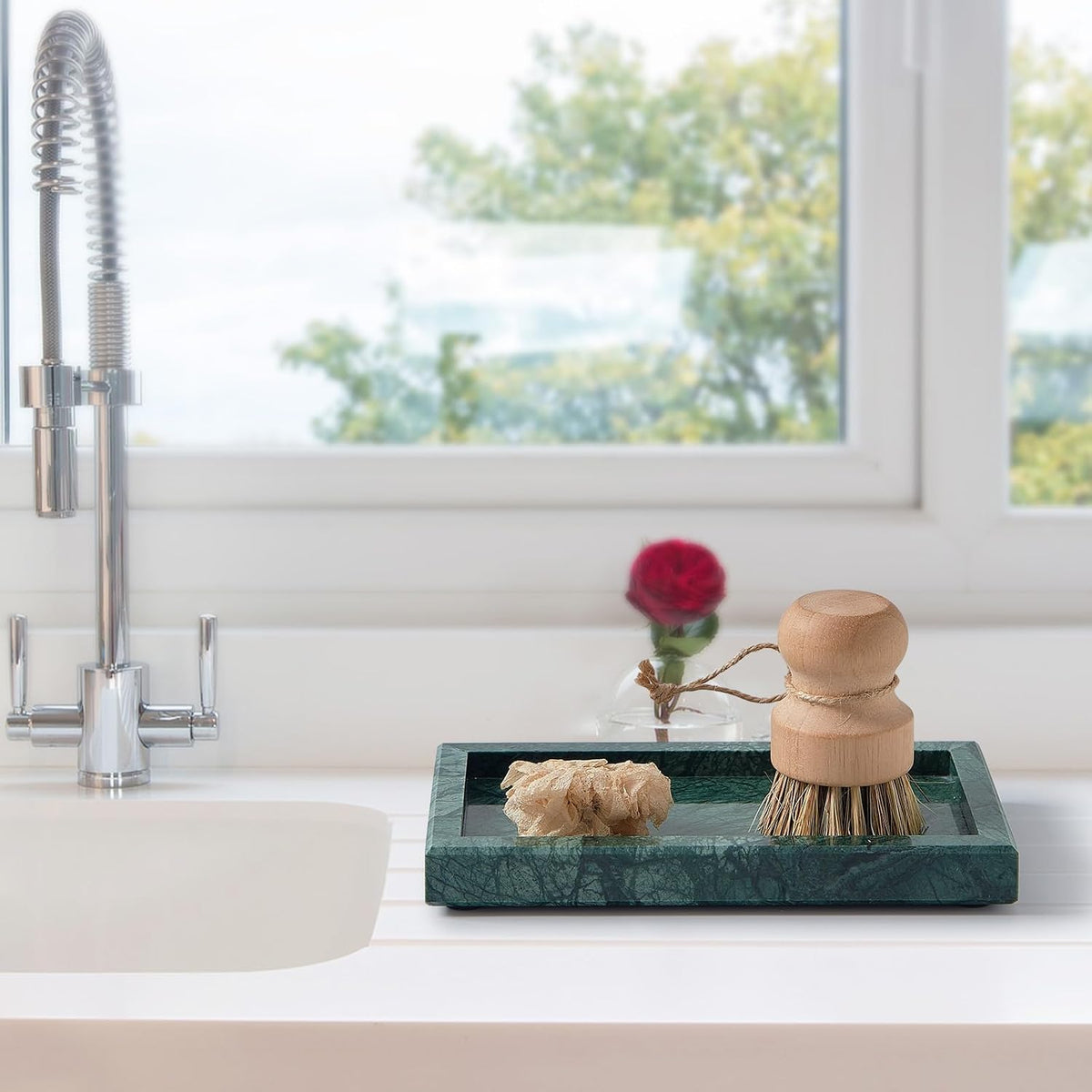 Natural Small Marble Vanity Tray, Luxury Stone Organizer for Bathroom