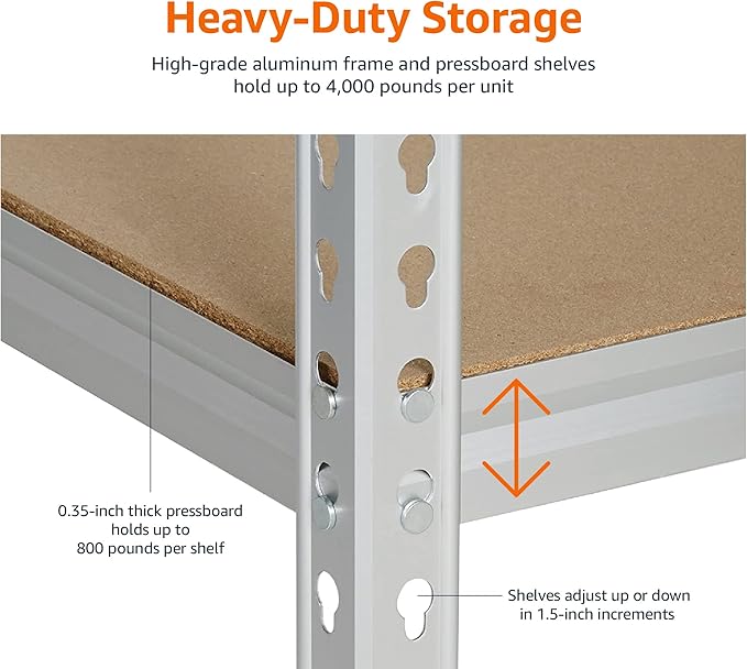 Amazon Basics Medium Duty Storage Shelving Double Post Press Board 5 Tier Shelf - Image 3