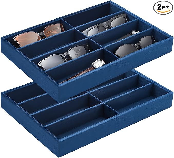 Amylove 2 Pcs Sunglass Organizer Trays Glasses Stackable Jewelry Trays Sunglass by Amylove