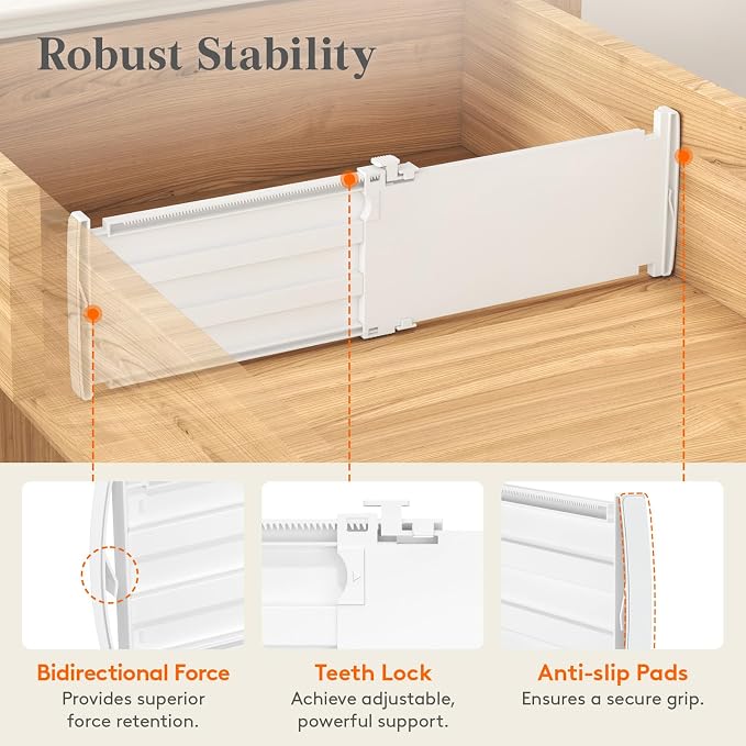 Lifewit 5" Tall 9 Pack Deep Drawer Dividers, 11.5-18.5" Expandable Drawer - Image 3