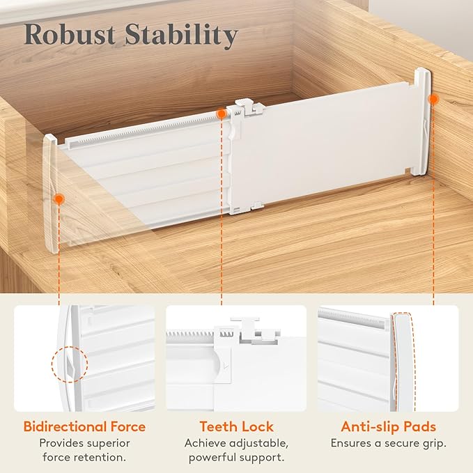 Lifewit 5" Tall 5 Pack Deep Drawer Dividers, 11.5-18.5" Expandable Drawer - Image 3