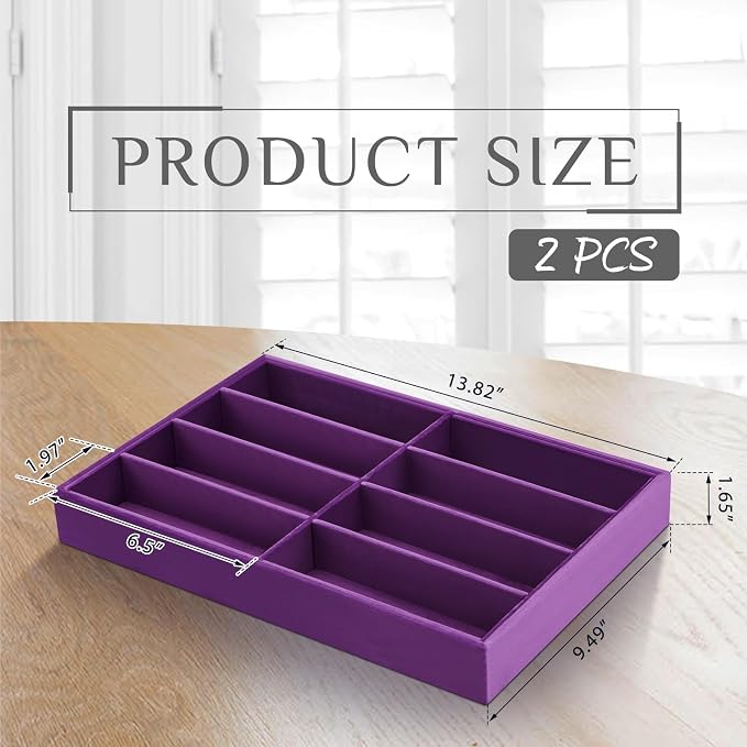 Amylove 2 Pcs Sunglass Organizer Trays Glasses Stackable Jewelry Trays Sunglass - Image 2