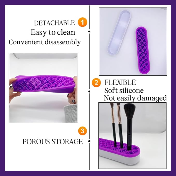 TANG SONG 2 PCS Silicone Make up Brush Holder Cosmetic Storage Box Desktop - Image 3