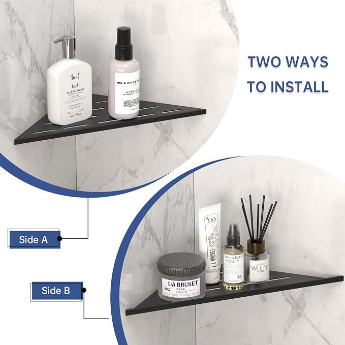 DAYONE Matte Black Corner Shower Shelf 2 Pack 10", Bathroom Corner Shower - Image 7