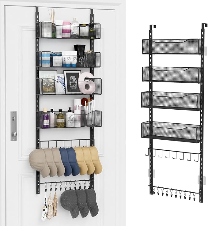 Over the Door Organizer, 2 in 1 Metal Hanging Closet Organizer & Hat Rack by NEYCIL