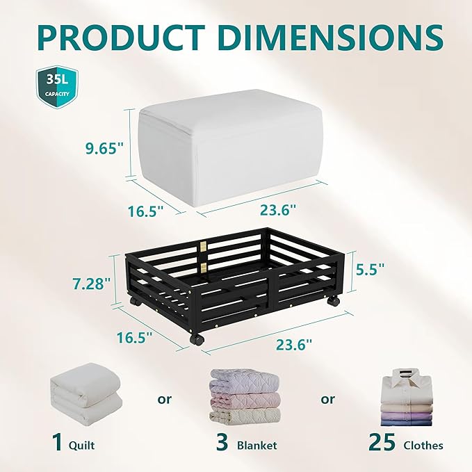 Bamboo Under Bed Storage Containers- Underbed Organizer - Image 3