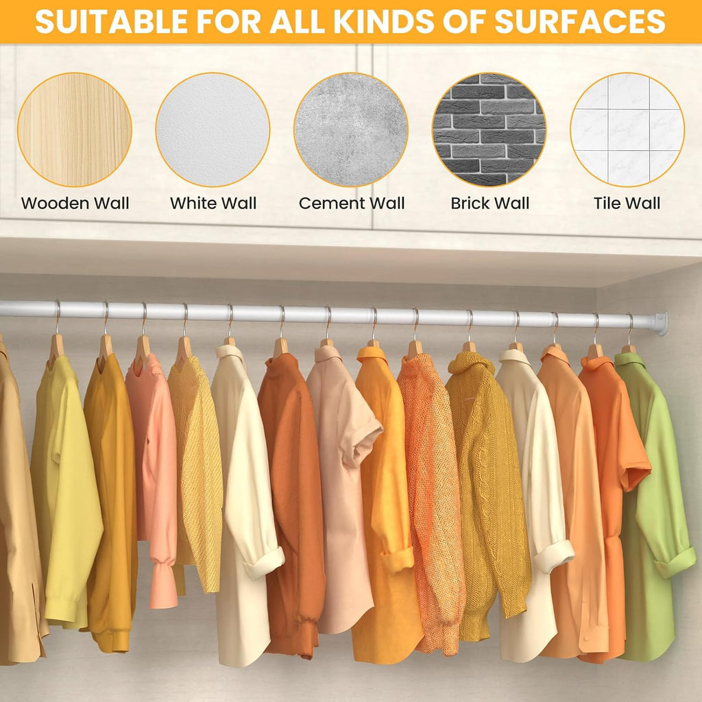 2 Pack Closet Rods for Hanging Clothes, 17-69 Inch No-Cut Stepless