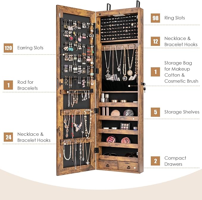 Giantex Wall Door Mounted Jewelry Armoire Cabinet - Image 4