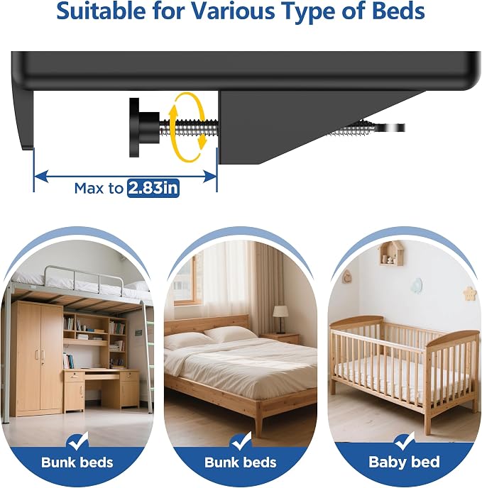 Bedside Shelf for Dorm Bunk Bed, Clip On Nightstand, Bed Side Table Tray - Image 4