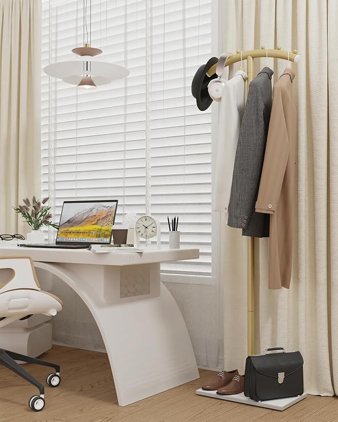 Arcuate Garment Rack, T-shaped Coat Tree Freestanding, Metal Coat Racks - Image 3
