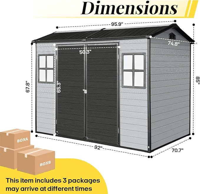 8x6ft Resin Outdoor Storage Shed - Image 2