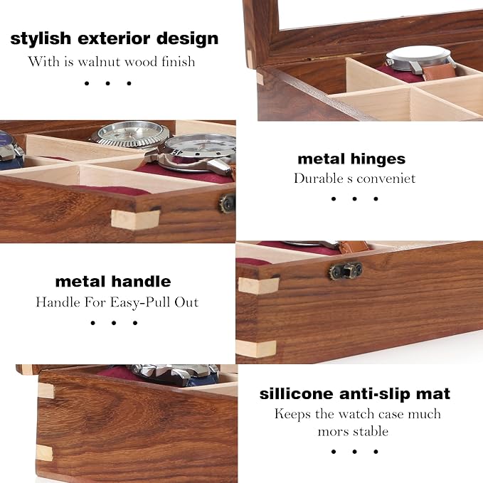 Wooden Watch Box for Men & Women, Watch Organizer & Display Case, Premium - Image 7
