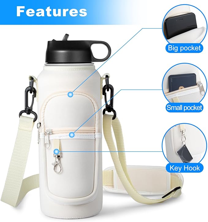 Water Bottle Holder with Strap for Hydroflask 32oz 40oz, Carrier Sling Bag with - Image 4