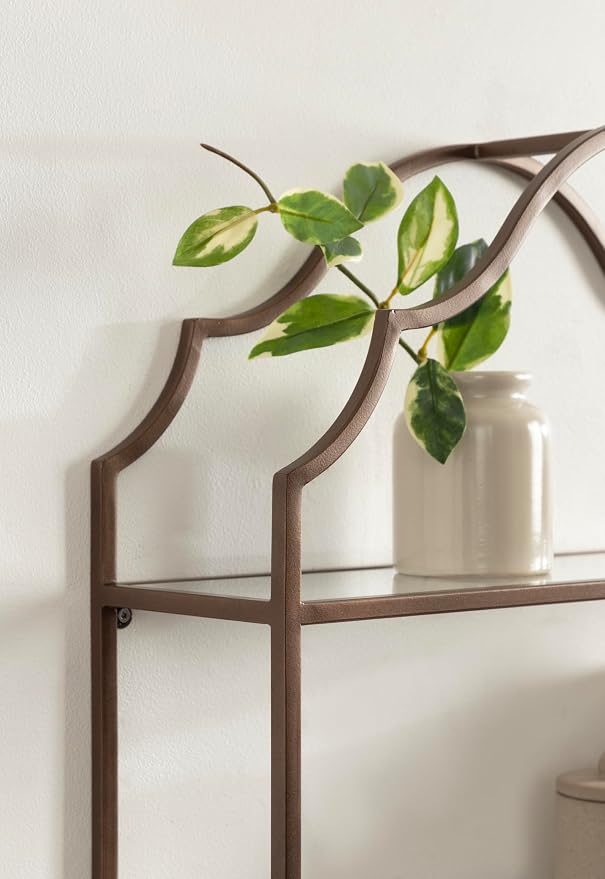 Kate and Laurel Leanna Scalloped Three-Tiered Wall Shelf, Decorative Floating - Image 5