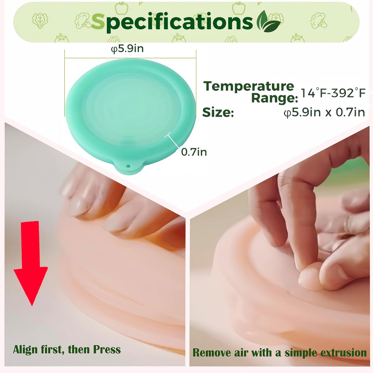 Silicone Reusable Vacuum-Seal Storage Containers for Fridge,Fresh