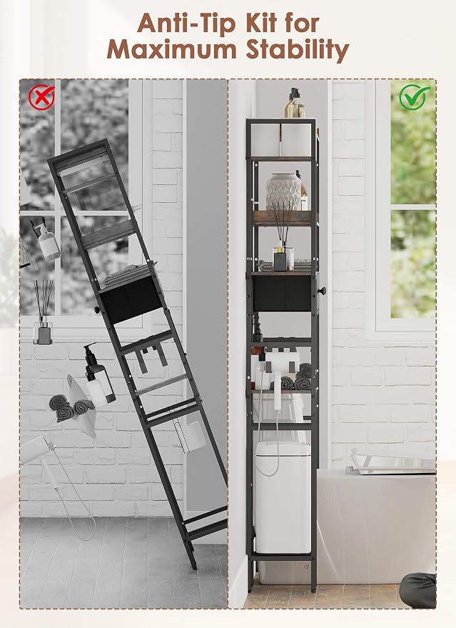 Over The Toilet Storage Rack, 7-Tier Over Toilet Bathroom Organizer - Image 7