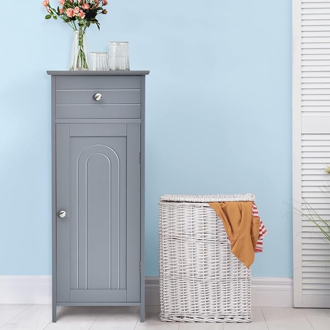 HAPPYGRILL Bathroom Floor Cabinet, Single Door Floor Storage Cabinet Organizer - Image 5