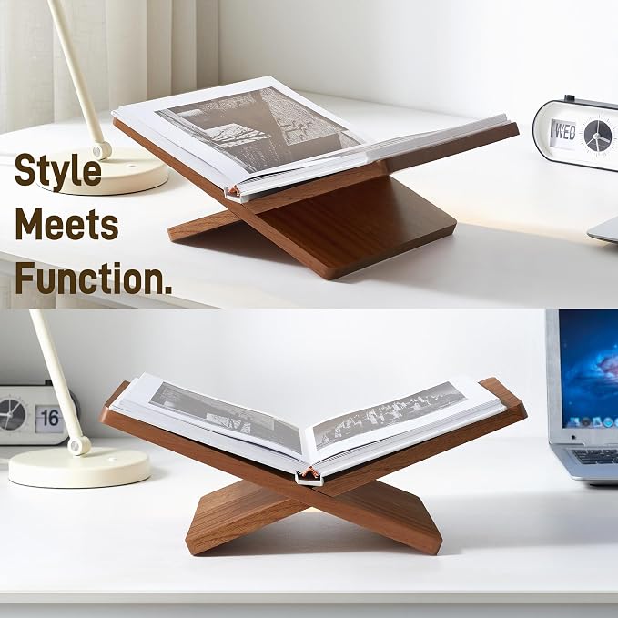 Solid Wooden Book Stand for Desktop Display & Reading –15.7" x 9.4" x 5.7” - Image 5