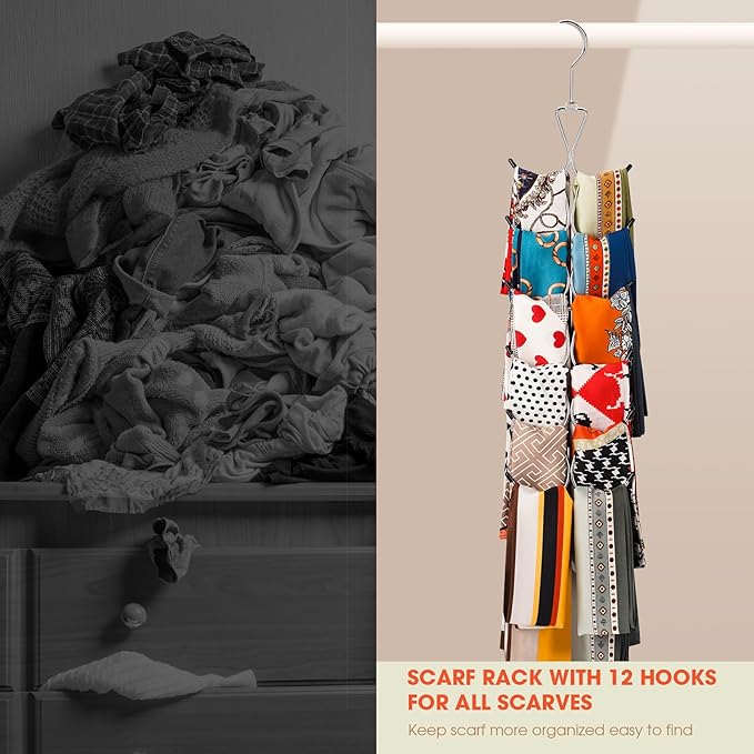 Scarf Hanger 2 Pack 24 Storages, Purse Hanger - Image 2