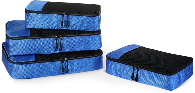 Amazon Essentials 4-Piece Packing Cubes Travel Accessories Set, Luggage by AmazonEssentials