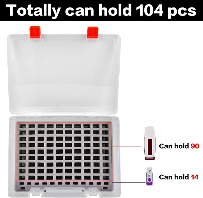 Flash Drive Case USB Memory Stick SD Card Storage Organizer- Holds 104pcs Thumb - Image 3