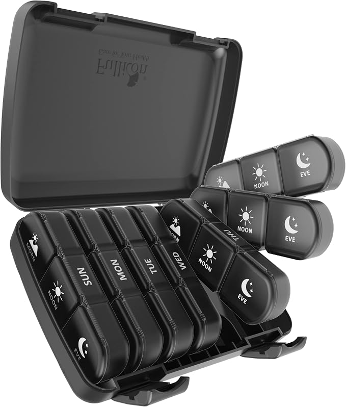 Pill Organizer 3 Times a Day, Fullicon Large Weekly Pill Case 7 Day, Daily Pill by Fullicon