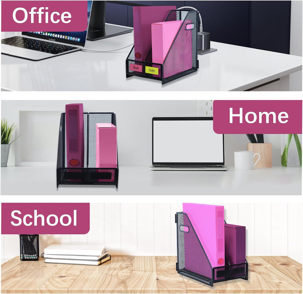Desk Organizers, Metal Magazine File Holder with 2 Vertical