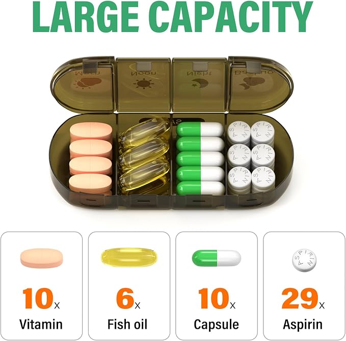 Weekly Pill Organizer 4 Times a Day, 7 Day Pill Box 4X, Portable - Image 2