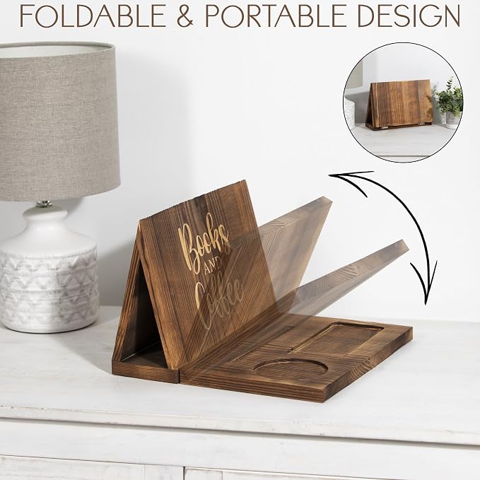 Wooden Book Holder for Page Rest, Book Valet Book Stand - Image 3
