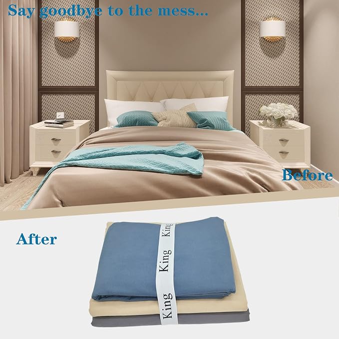 4 Pieces Bed Sheet Organizer Bands, Sheet Organizers and Storage Label Bands - Image 2